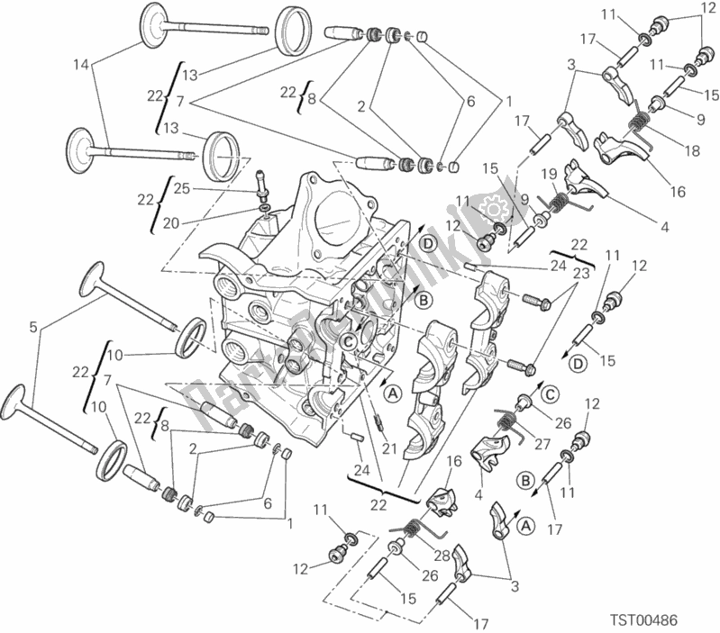 Alle onderdelen voor de Horizontale Kop van de Ducati Hypermotard Hyperstrada Brasil 821 2016